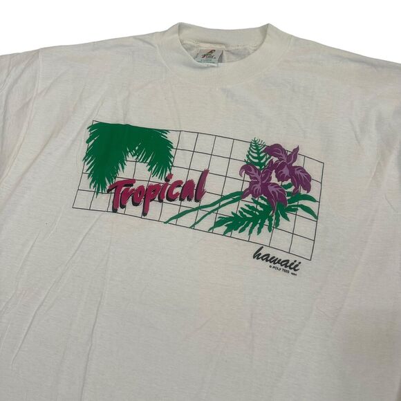 VINTAGE 80S HAWAII POLY TEES Tropical SINGLE STITCH T-SHIRT ADULT LARGE - Picture 4 of 9
